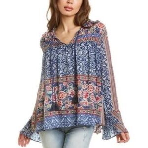 Johnny Was Blue Floral Blouse